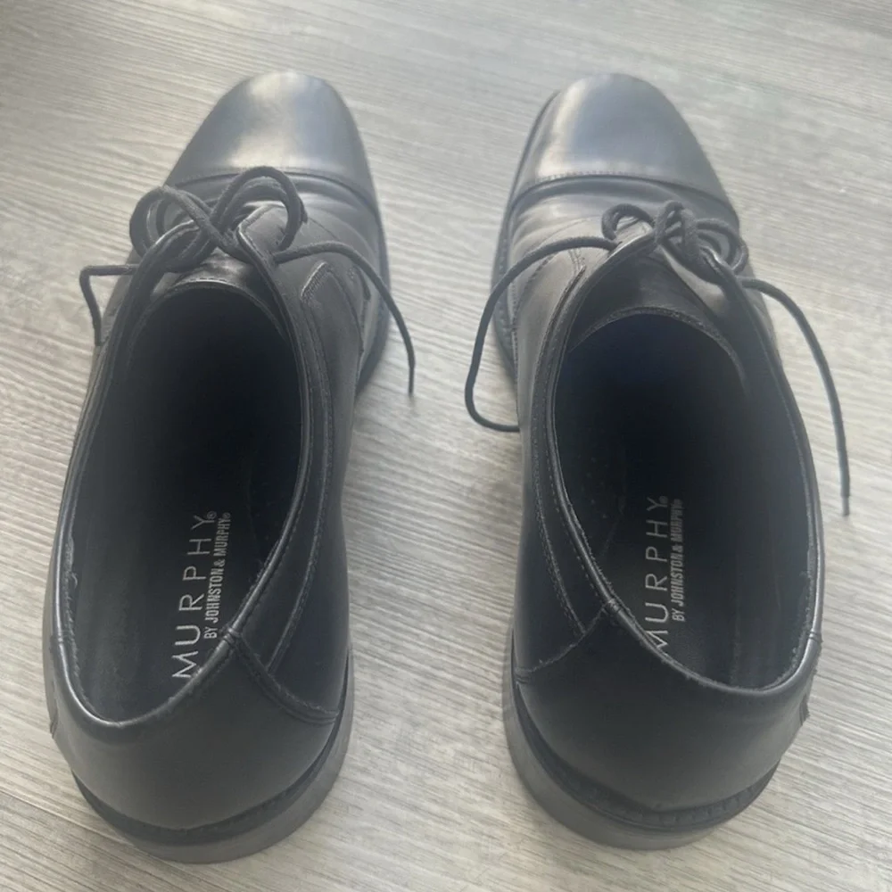 Johnston & Murphy J. Murphy Leather Cap Toe Oxfords Mens 12W Black Dress Shoes